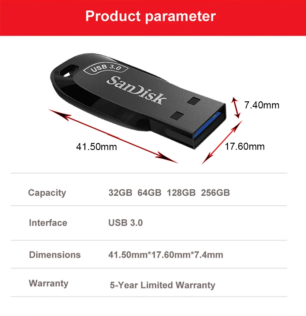 Ultra Shift USB 3.2 Gen 1 Flash Drive 32G 64G Pen Drive Original Memory Stick USB 3.0 Disk speed up to 100MB/s Pendrive