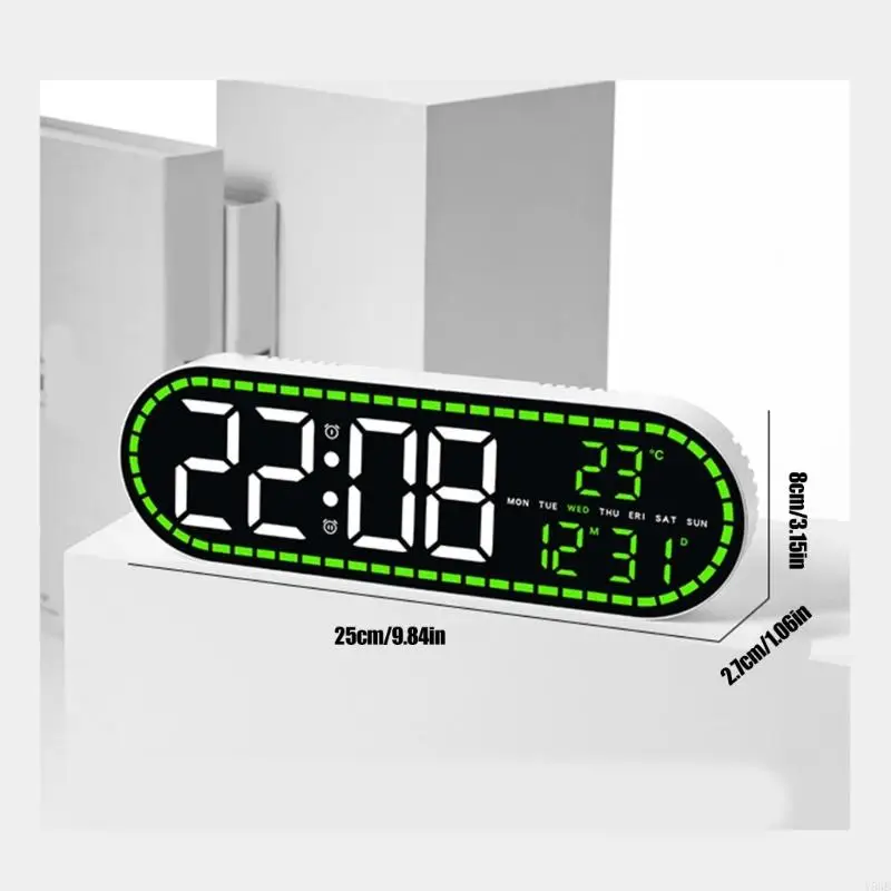 Elegant Geometric Design Wall and Desk Clock Featuring Temperature Monitoring Date Week Display and Double Alarm Functions Y5GB