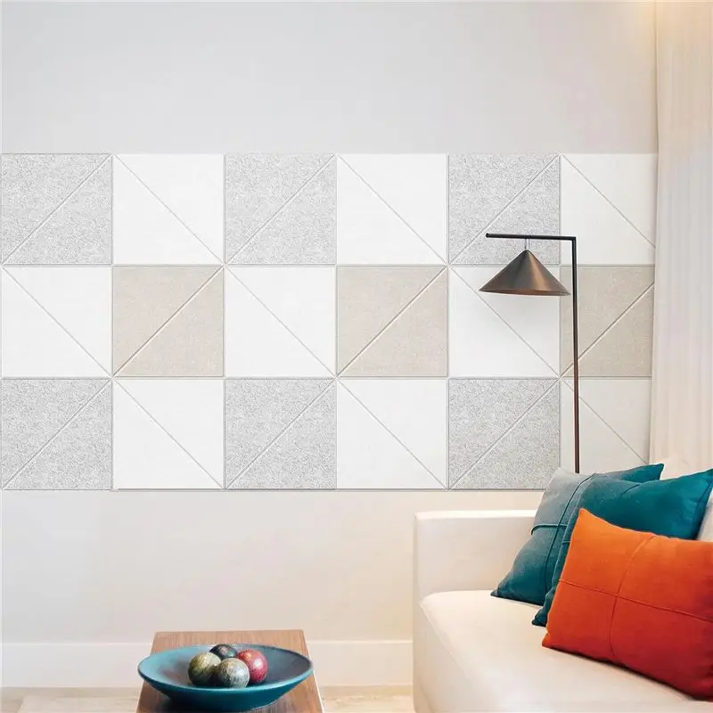 LICE-12 Pack Acoustic Panels, 12 X 12Inch Decorative Soundproofing Panels, Wall And Ceiling Acoustical Panels Silver Grey Easy T