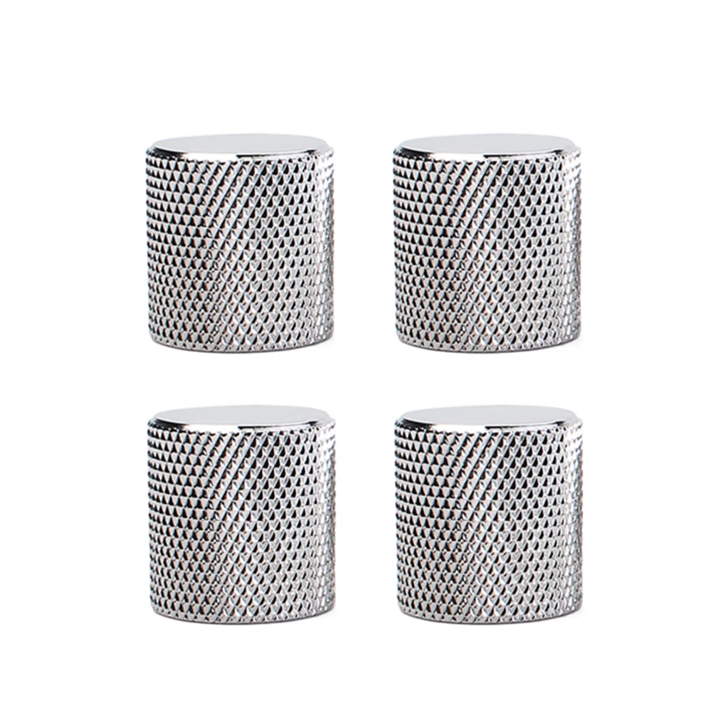 

4 Pcs Flat-headed Button Volume Control Knob Knobs for Guitar Tone Cap Plated Tuners