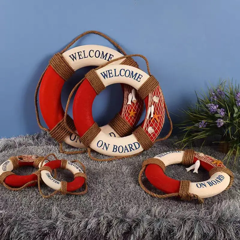 Mediterranean Fishing Net Decoration Lifebuoy Creative Background Wall Restaurant Children'S Room Wall Decoration
