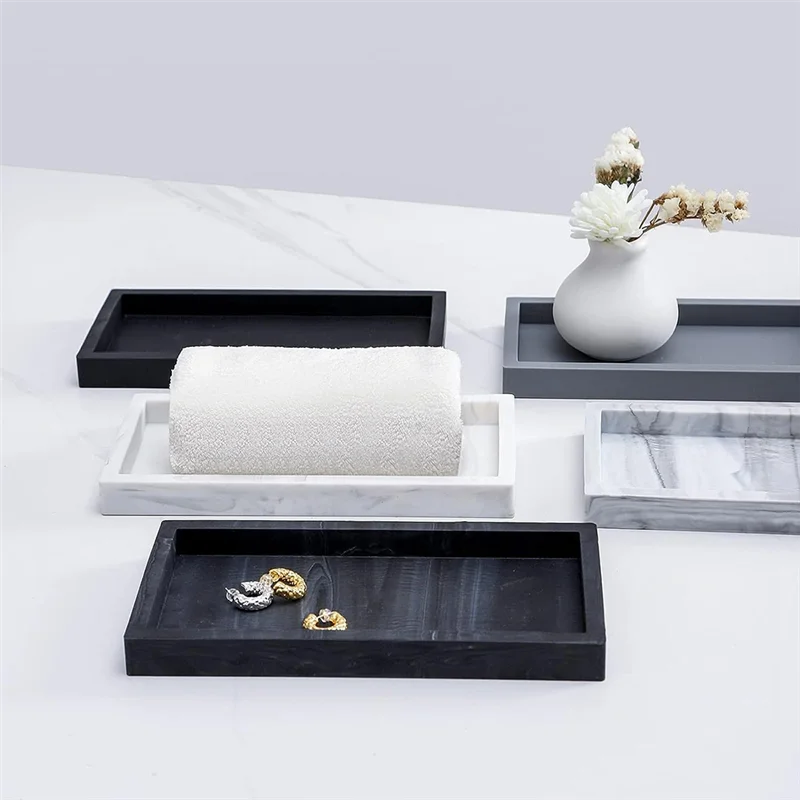 

A06RP Countertop and Vanity Tray 8X4Inch Silicone Soap Dispenser Tray, Sink Tray for Soap Bottles, Key Trinket Ring Tray White