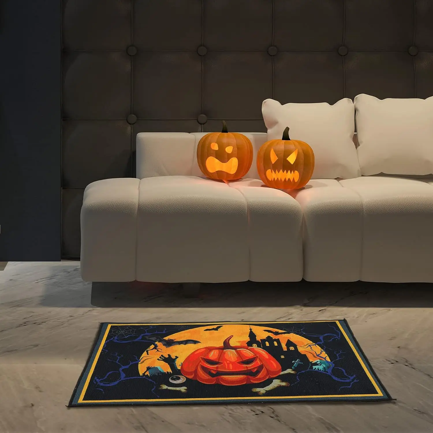 VIKAMA Horror Element Carpet Atmosphere Durable Water-Absorbing Bathroom Mat Entrance Door Hallway Doormat Halloween Home Decor