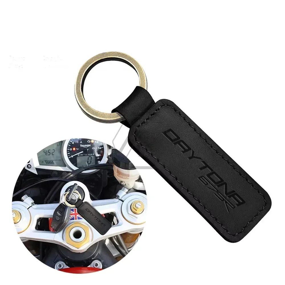 Porte-clés de moto en cuir de vache, pendentif pour Triumph Daytona 675 675R, accessoires