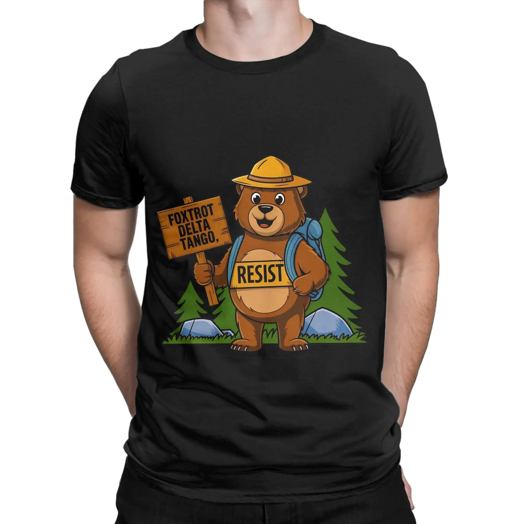 Funny FDT Resist bBear Delta Tango National Parks Hoodie Novelty 100% Cotton T-Shirt Smokey bBear Tops Tees For Men