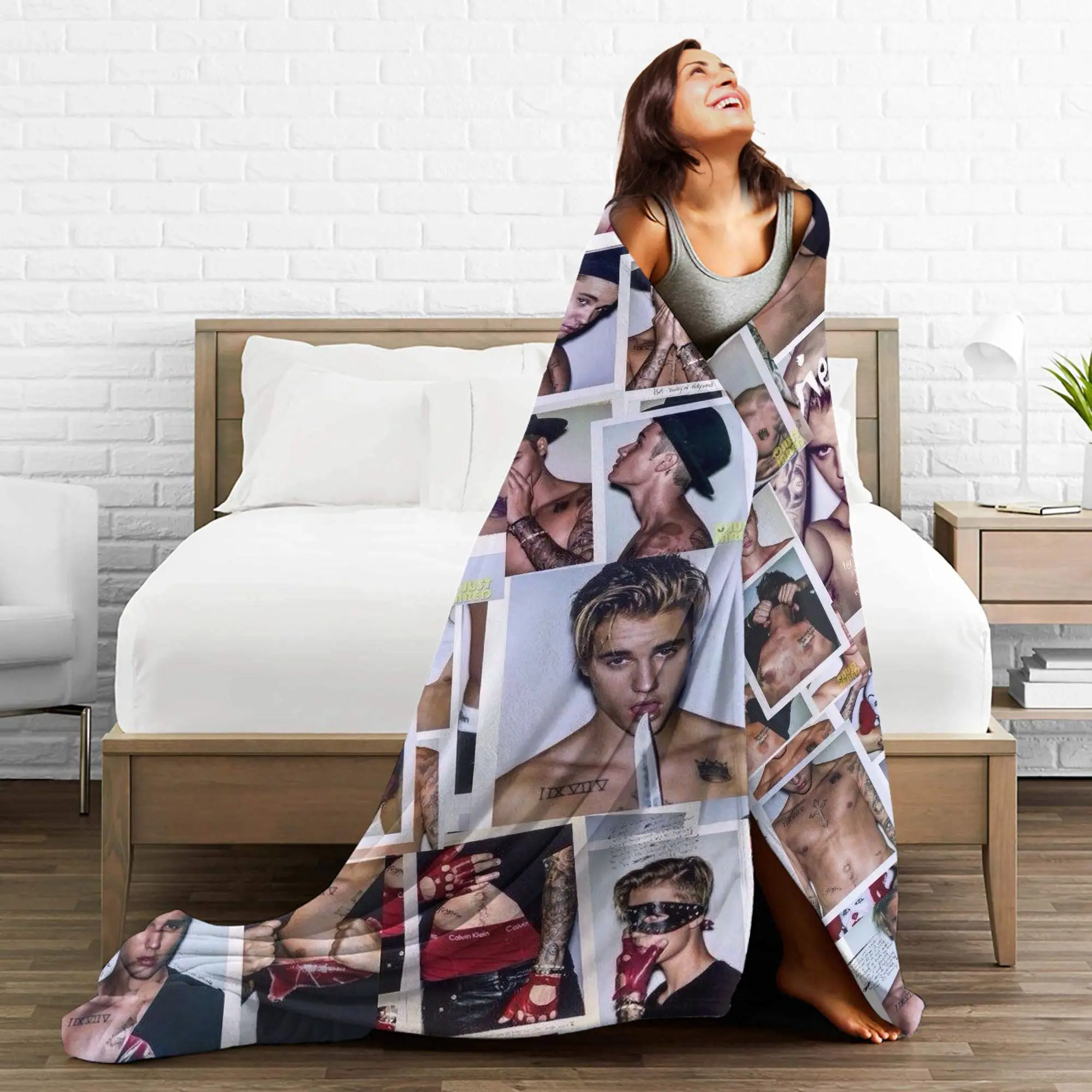 الحور المغني جاستينس بيبرز البطانيات التخييم الفانيلا رمي بطانية لغرفة المعيشة تصميم لينة جودة المفرش هدية فكرة