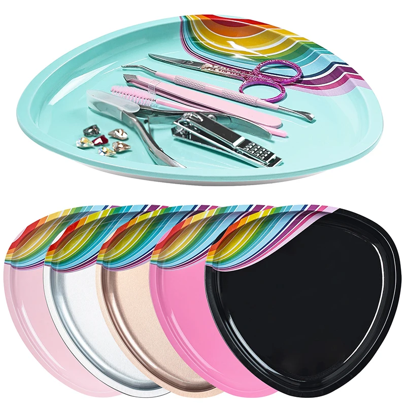 

Stainless Steel Cosmetic Storage Tray Manicure Nail Art Plate Tweezers Clippers Pen Container Triangle Nails Dish Tools