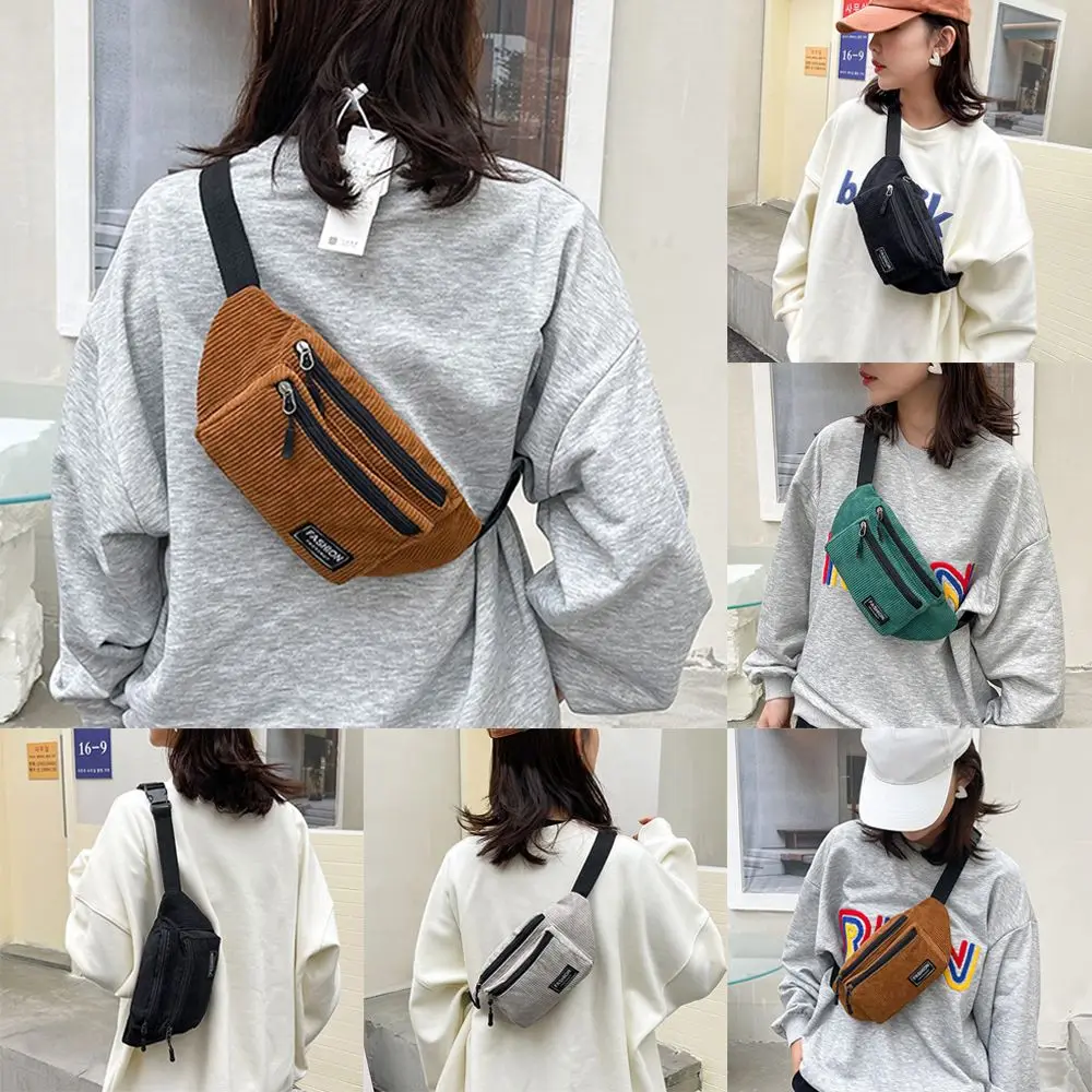 Corduroy Women\'s Waist Bag Small Canvas Ladies Shoulder Crossbody Bags for Women Fanny Pack Fashion Phone Female Chest Bag