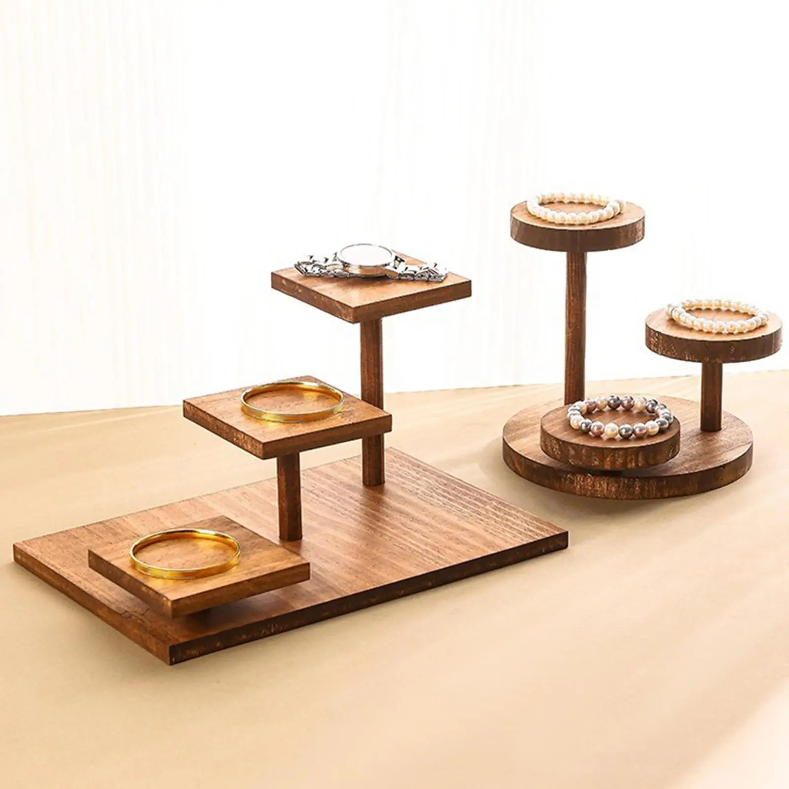 Wood Cake Stand Dessert Holder for Tea Party Figurine Toy Bottles Jars