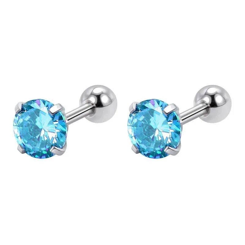 Größe 4mm, schlichter Stil, Damen und Herren, Edelstahl, 4 Farben, AAA, quadratische, runde, herzförmige Zirkon-Ohrstecker, kein Verblassen, allergiefrei – Detail 3