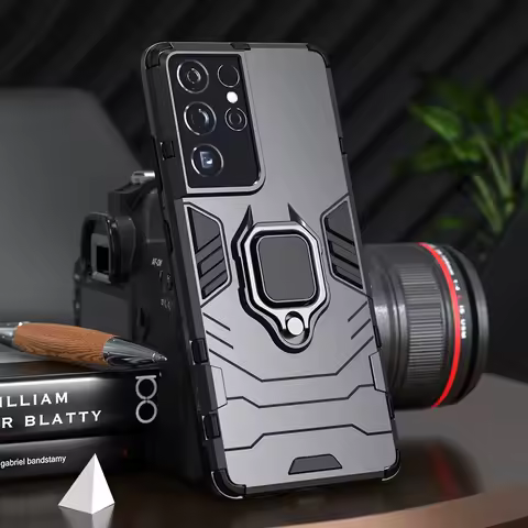 360° Rotating Metal Bracket Phone Cases For Samsung Galaxy S25 S24 S23 S22 S21 S20 Ultra Plus FE Ring Car Magnetic Hard PC Cover