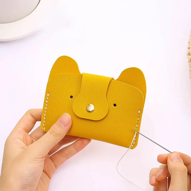 YOMDID Creative Puppy portamonete Cute Card Pack materiali fatti a mano Handcraft Mini Bag portafoglio forniture in pelle fai da te semilavorato