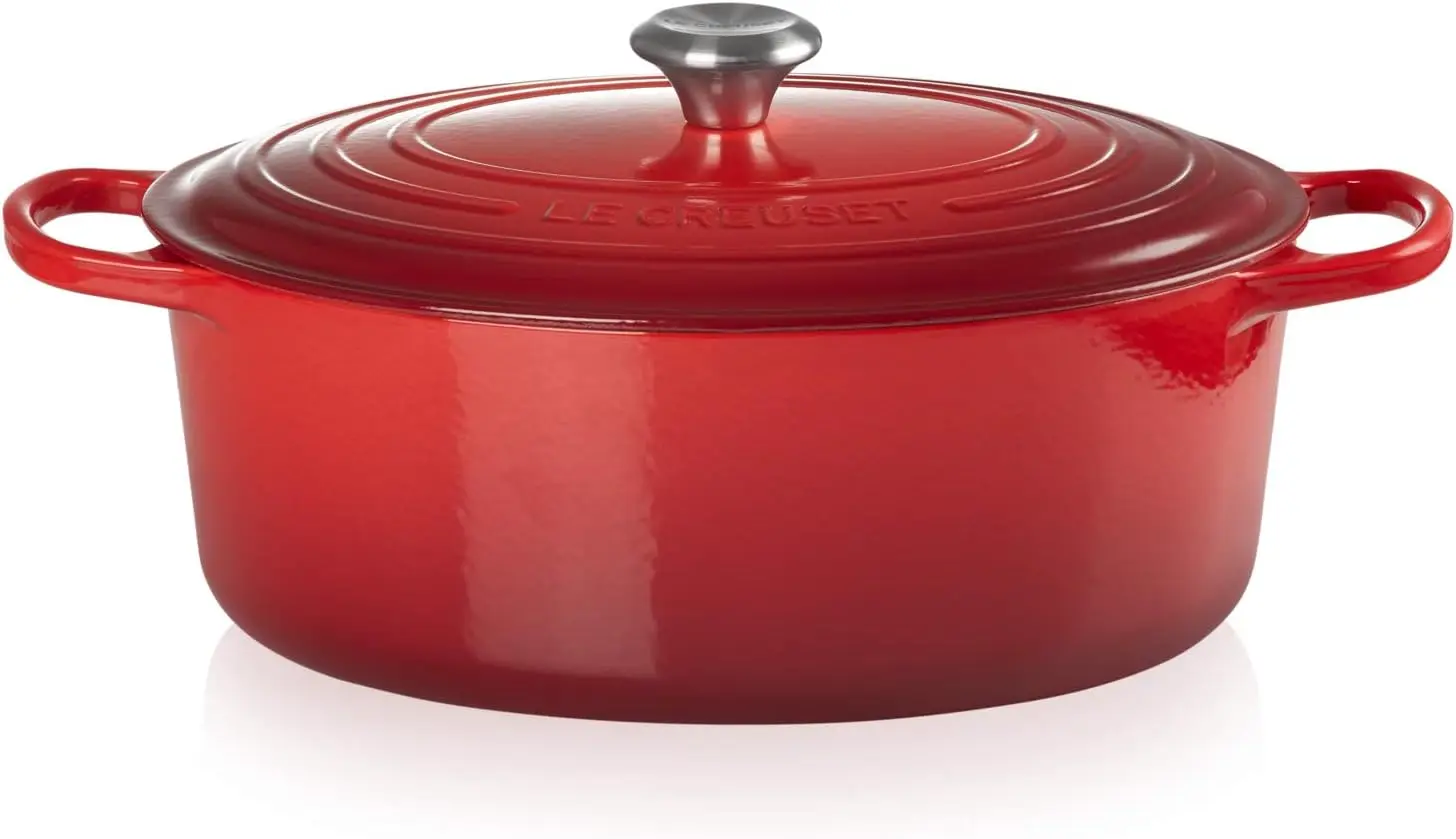 Enameled Cast Iron Signature Oval Dutch Oven, 8 qt., Cerise