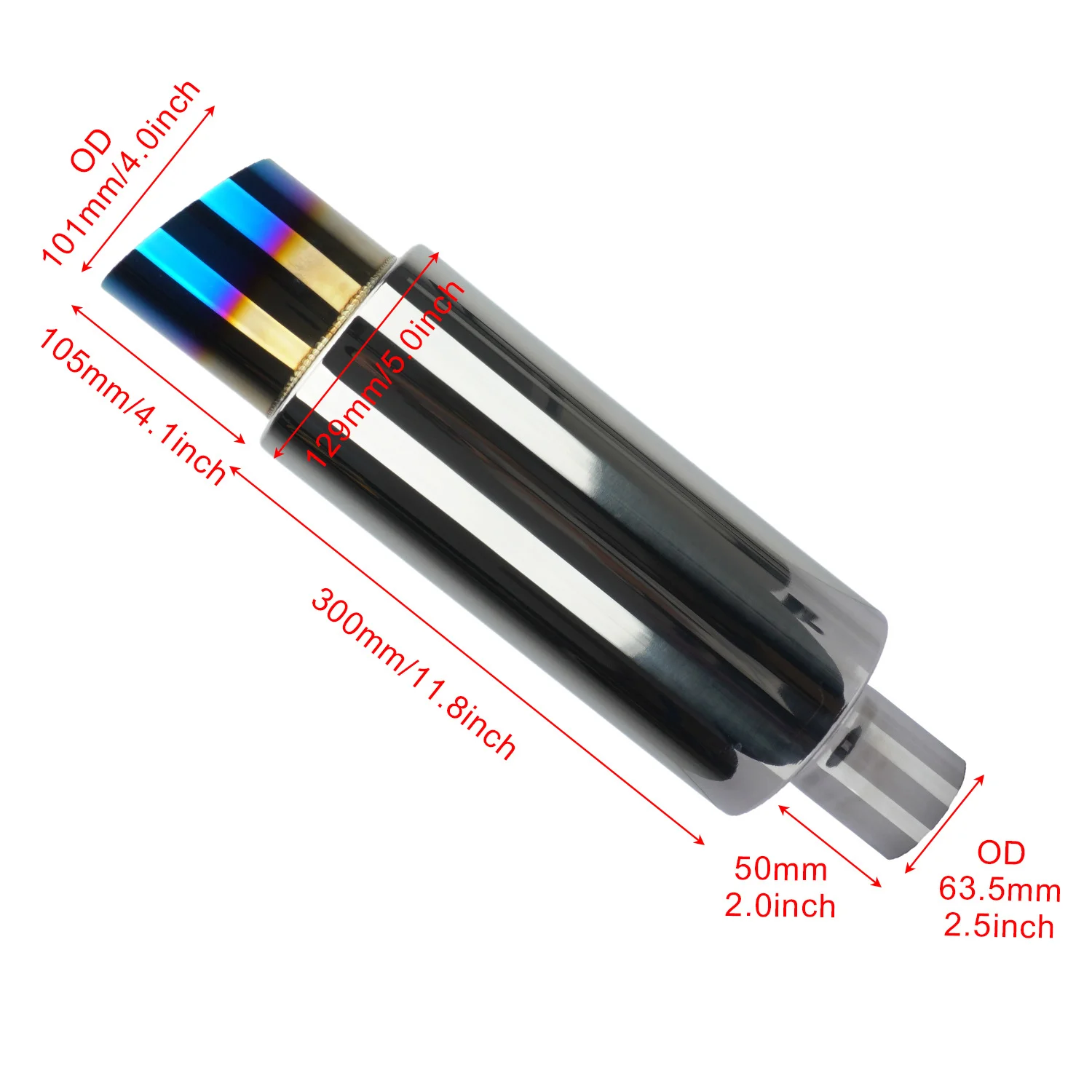 Car exhaust pipe muffler Tail Pipe Universal High Quality Stainless Steel Interface 51 57 63MM