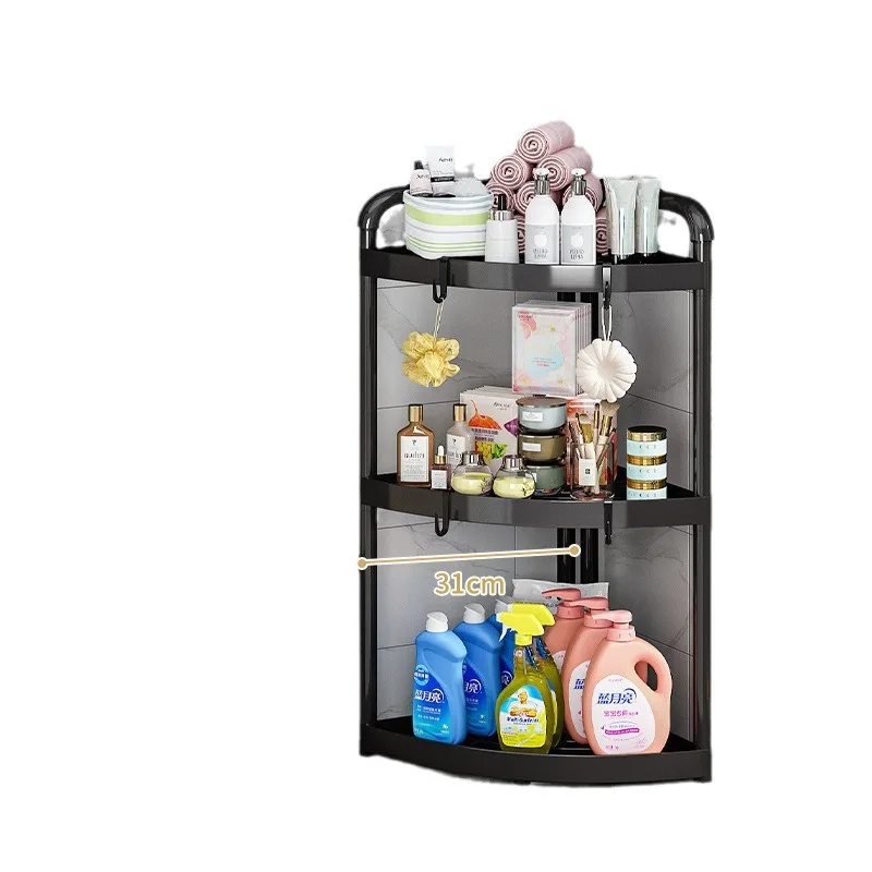 Floor-to-ceiling bathroom rack tripod storage sandwich corner shower caddy home toilet making