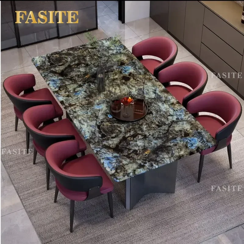 For Household Dining Table Light Luxury High End Marble Modern Simple Rectangular Dining Table and Chairs Spot Wholesale