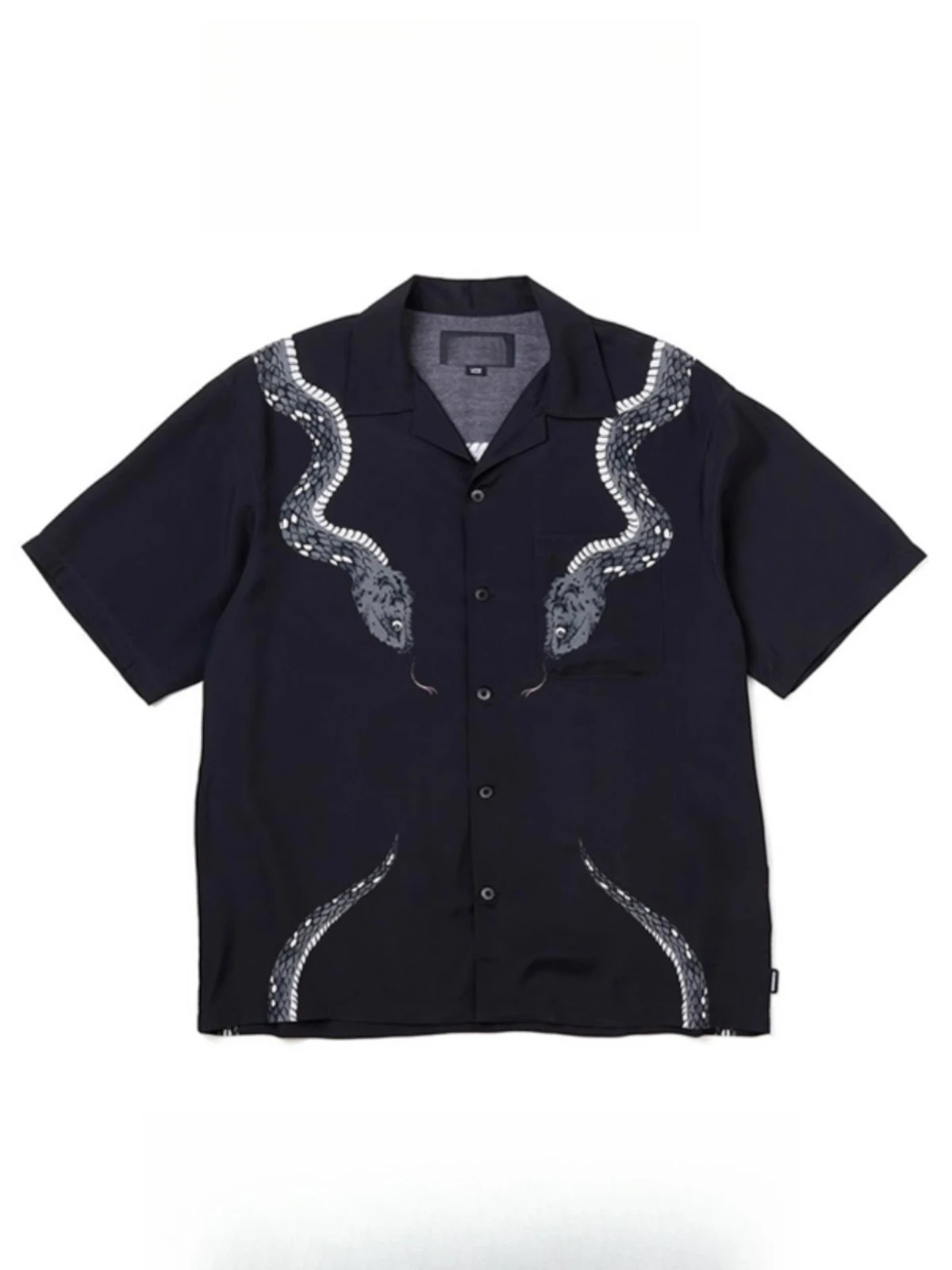 

Summer Blouse Cuban Collar Draped Casual Snake Print Shirt Men High Street Retro Casual Handsome Personality Dark Top Aesthetic