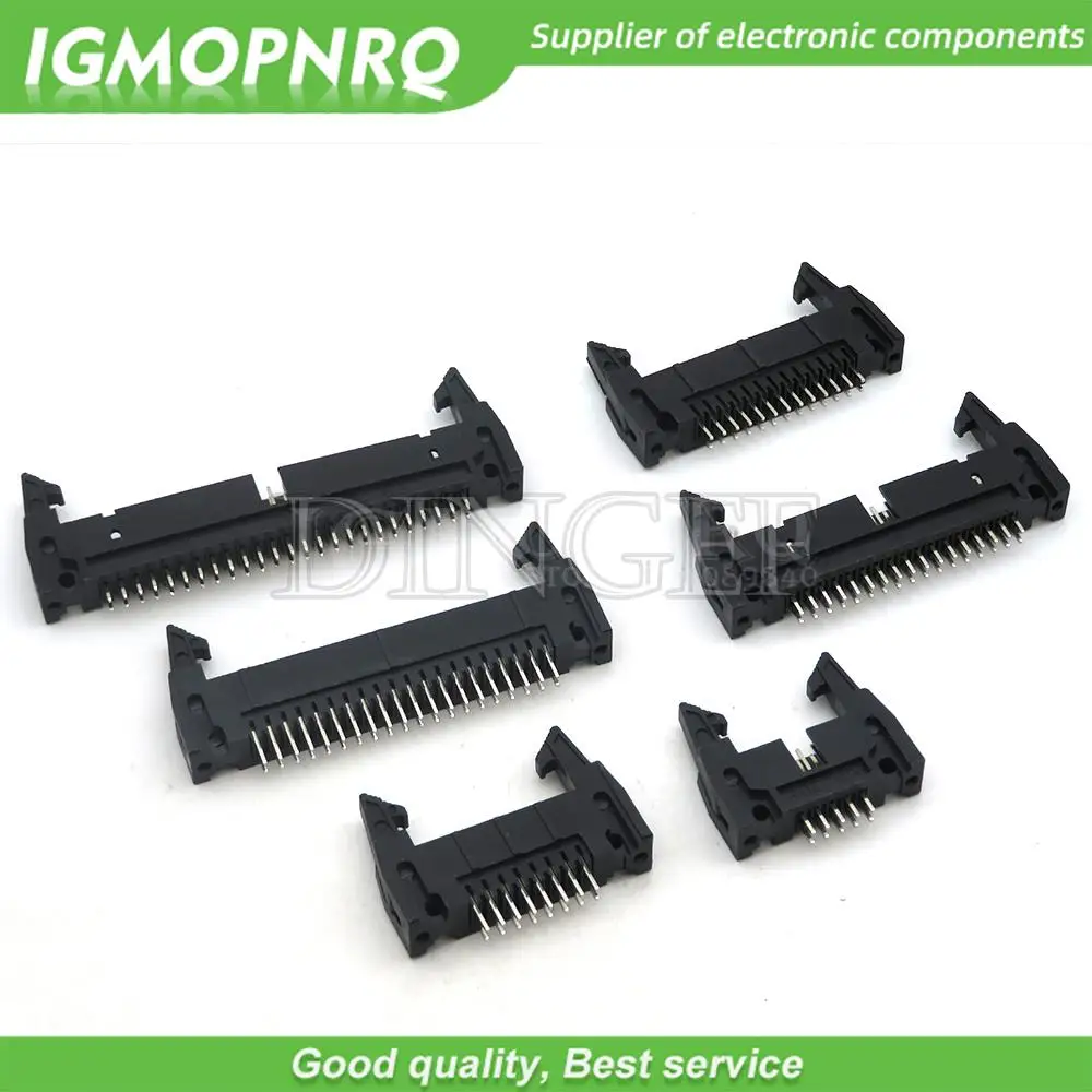 5PCS DC2 10/16/20/26/34/40 PIN 2.54MM pitch MALE SOCKET Right angle idc box headers CONNECTOR 10P/20P/40P FOR FC Cable