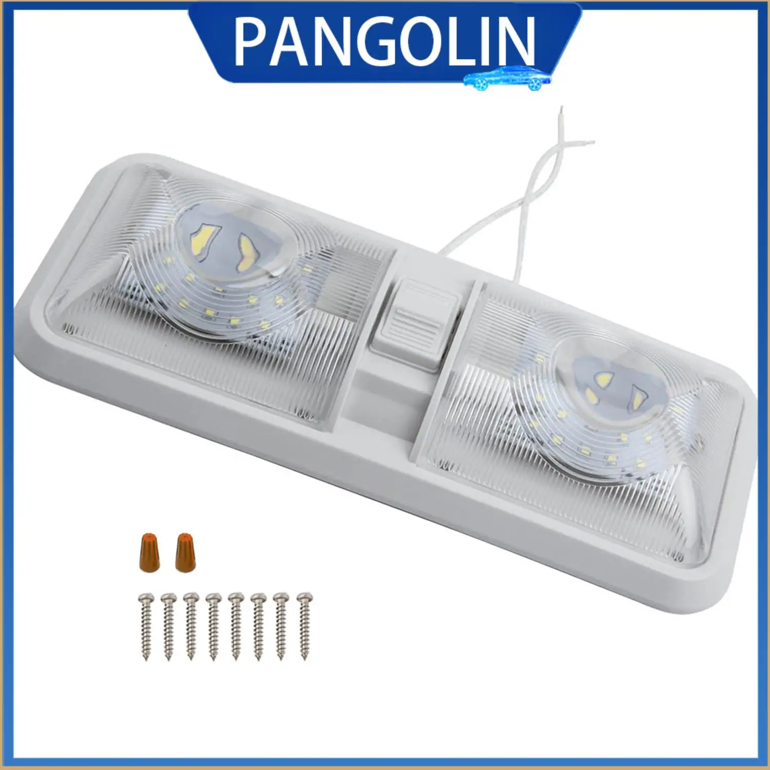

PANGOLIN RV LED Light 12V 800lm 6000-6500K Ceiling Light Camper Trailer Marine Double Dome Light 48 LEDs Lamps For Cars