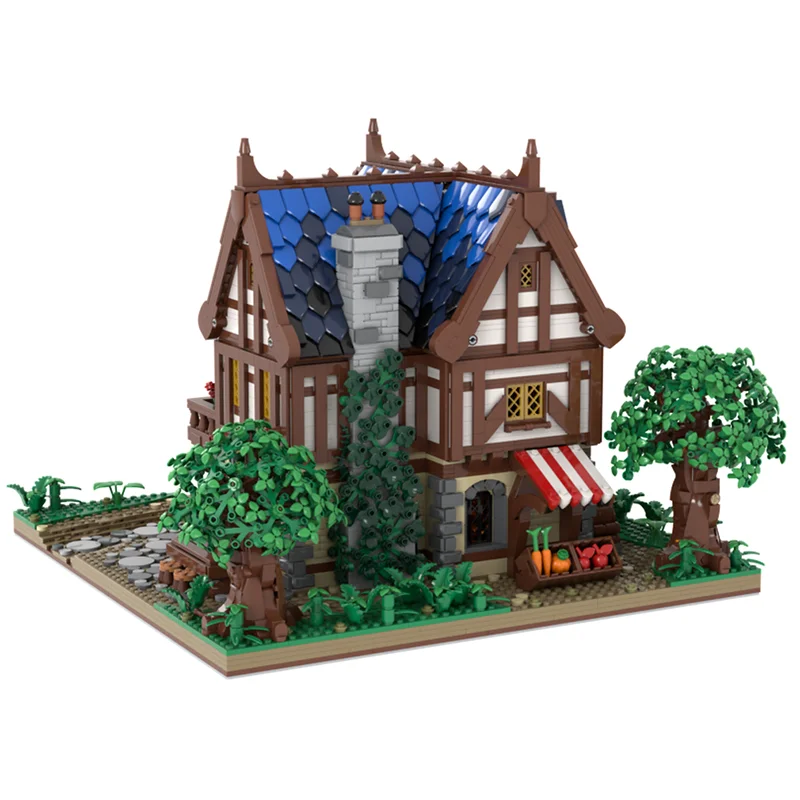 City Street View Moc Building Blocks Modular Medieval Tavern Model Technical Bricks DIY Assembly Castle Toys Holiday Set Gifts