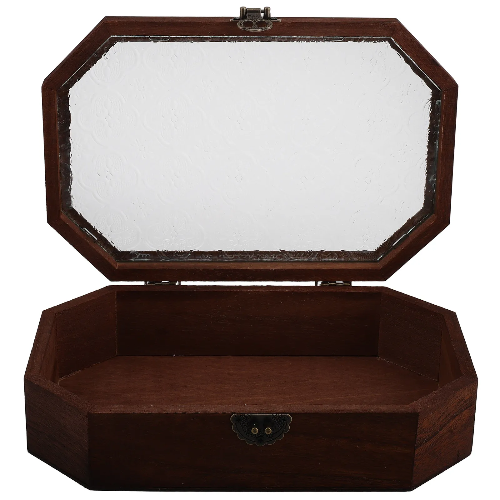 Wooden Jewelry Box Hinged Lid Vintage Floral Makeup Organizer Vanity Storage Decorative Keepsake Storage Small Wooden Box
