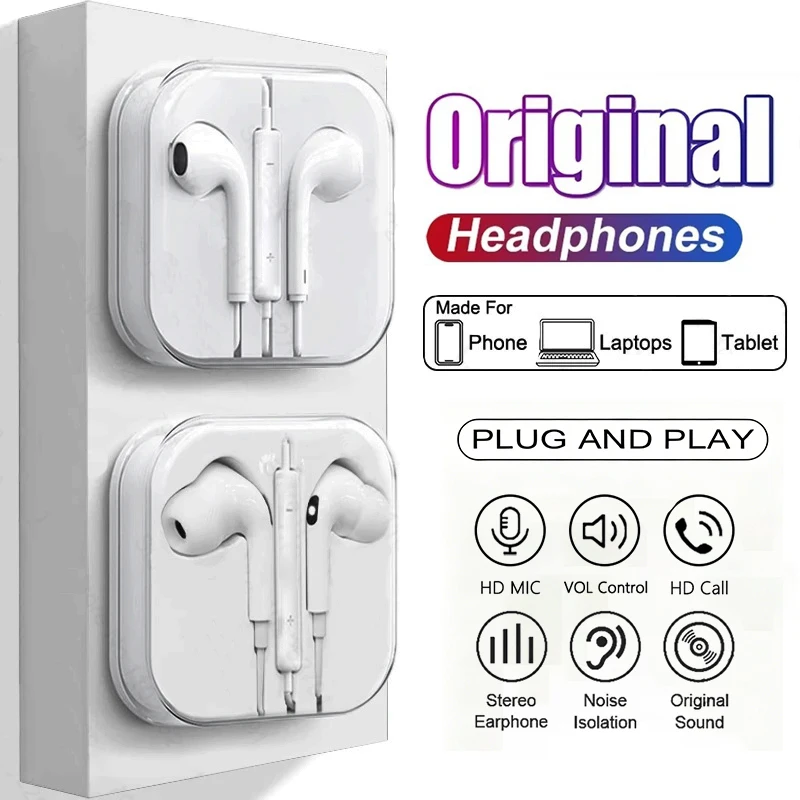 Original In-ear Wired Earphone For Xiaomi Samsung S21 S20 iPhone Huawei Cellphone Headphones with Mic Wired Type C Headsets