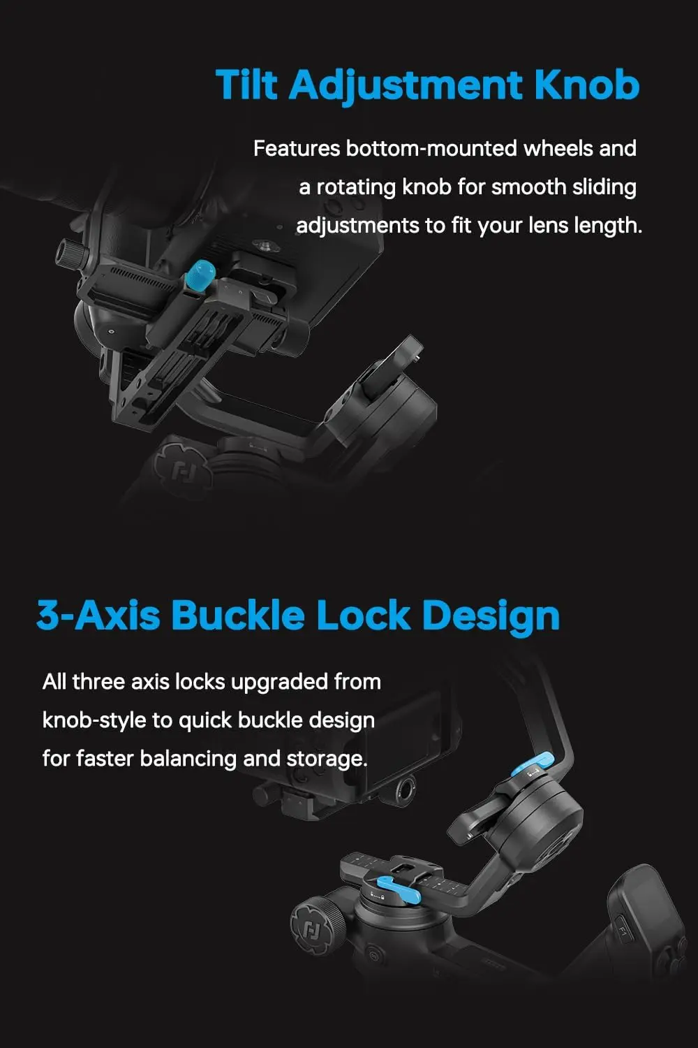 3-Axis Handheld Gimbal Stabilizer with AI Auto-Tracking, Compatible with Sony Canon DSLR Cameras, 3.5kg/7.72lbs Load Capacity, Detachable Wireless Remote Control Handle for Solo Filmmaking view 6