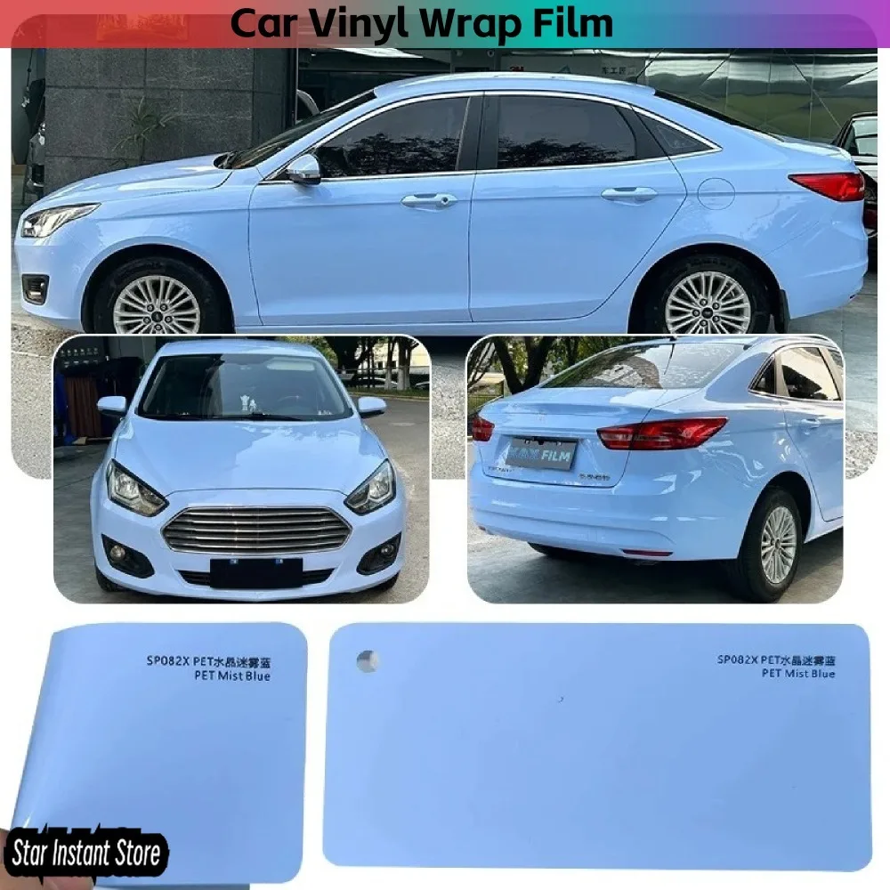 

PET Crystal Mist Blue Car Wrap Vinyl Air Release Color Changing Vinyl Wrap Car Film Super Gloss Crystal Mist Blue Vinyl Liner