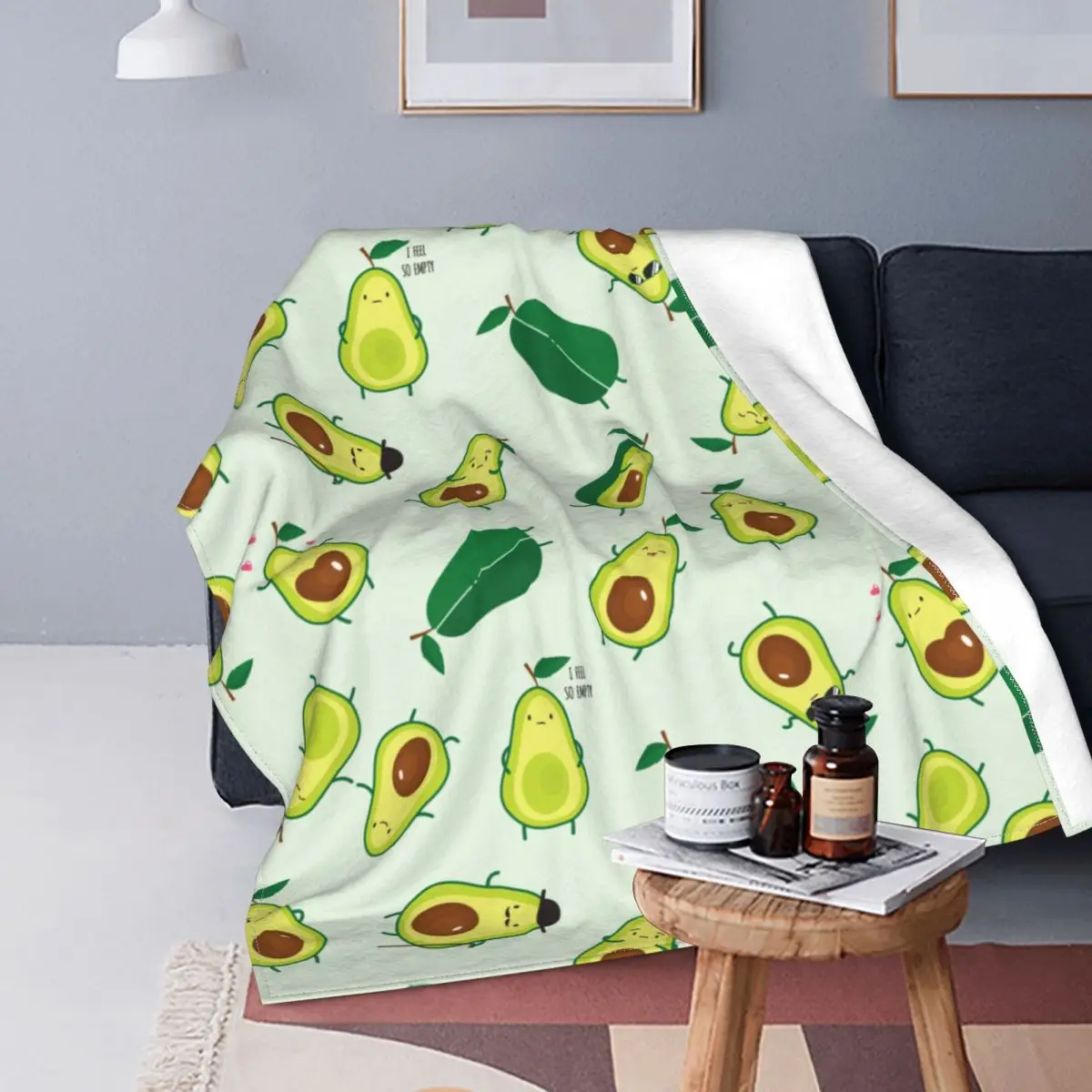 Cute Green Avocado Flannel Throw Blankets Avocados Lover Blankets for Home Outdoor Ultra-Soft Plush Thin Quilt