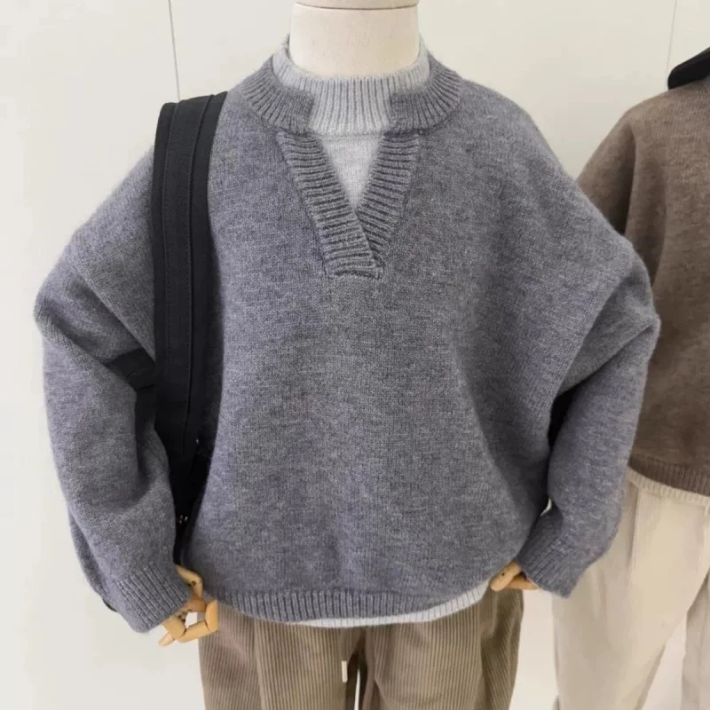 

Boys Woolen Sweater Crochet Cotton Windbreak 2025 Dazzling Warm Thicken Autumn Winter Pullover Plus Size Children's Clothing