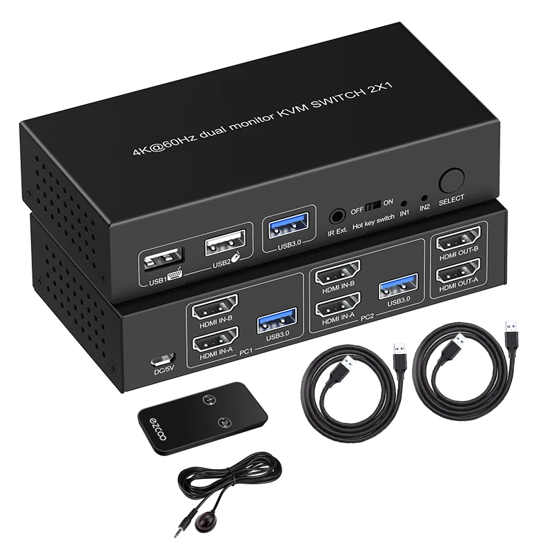 8K60hz 18Gbps Seamless 4X1 HDMI KVM Switch Quad Multi-viewer hdmi splitter with USB3.0 RS232 Control support 8 display modes