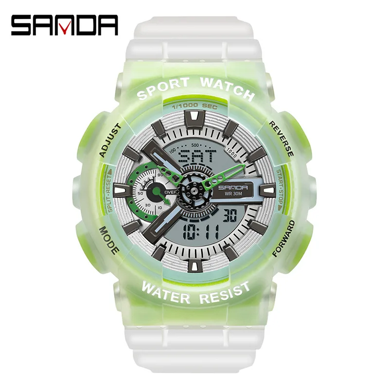 SANDA 3029 Men\'s Electronic Watch Night Glow Fashion Personalized Waterproof Luminous Dual Display for Male Wristwatches Gift