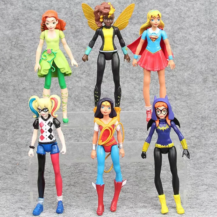 마블 레전드 애니메이션 6 피스 세트 여성 영웅 액션 피규어 장난감 원더 우먼 할리 퀸 Collectible Model Toys 어린이 선물