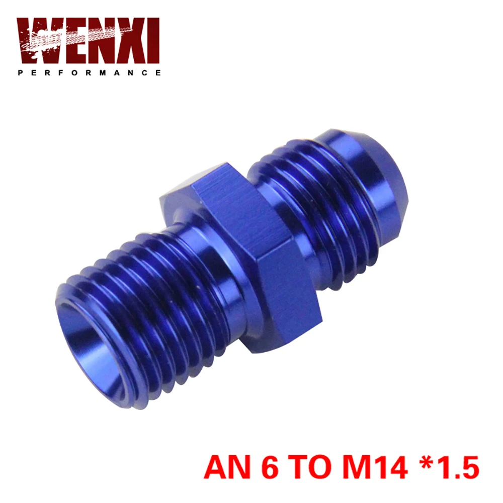 Blue Male 6AN 6 An Flare To M14x1.5(mm) Metric Straight Fitting AN 6 To M14 *1.5 Port. Adapter WX-SL816-06-143-011