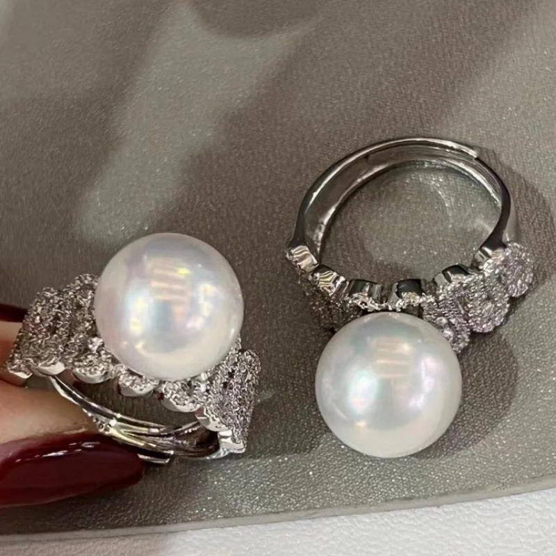 

SGARIT 11-12mm Edison Pearl Australian White Style 925 Sterling Silver for Women Rings Wedding Fine Jewelry Gifts