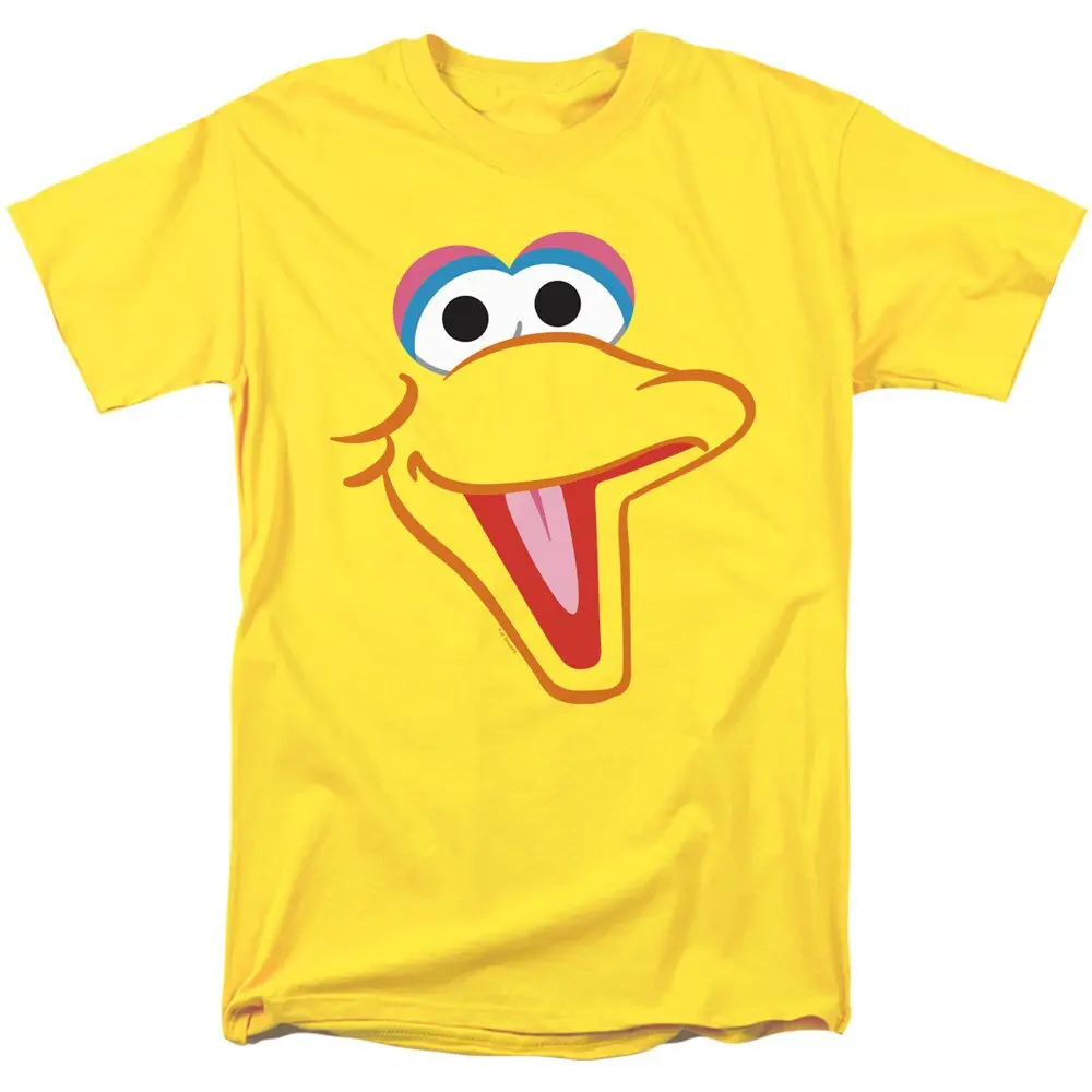 Sesame Street Big Bird Face Adult Yellow Shirt Men's Cotton Spring/Summer New Product Unisex T-shirt