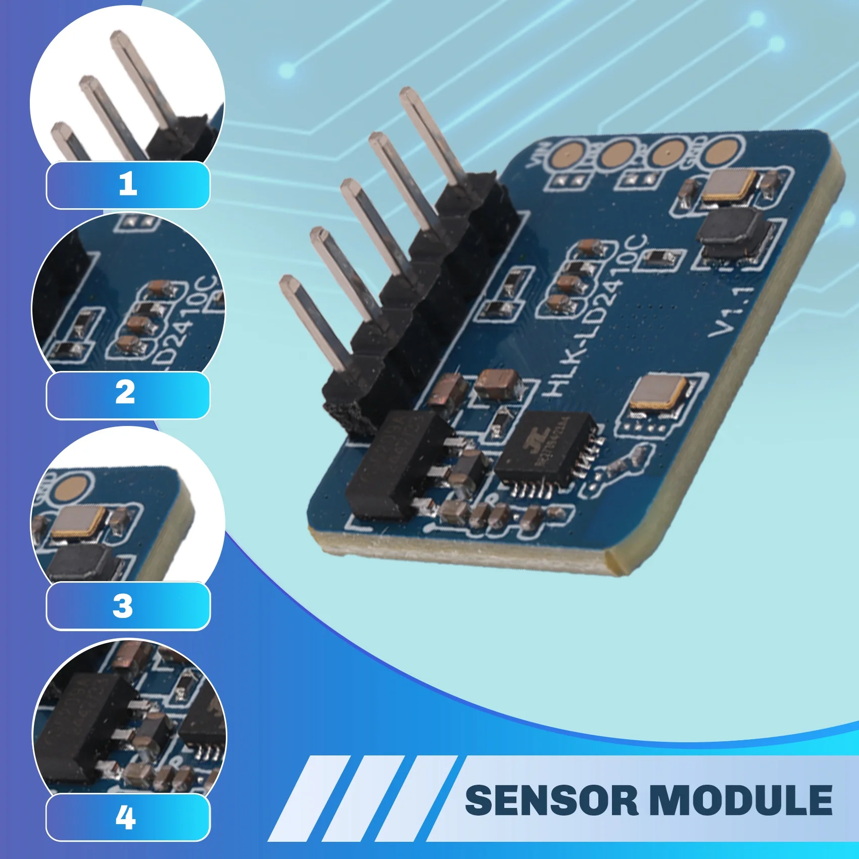 A40I 5 قطعة 24 جرام mmWave HLK-LD2410C وجود الإنسان رادار الاستشعار وحدة كشف الحركة #4