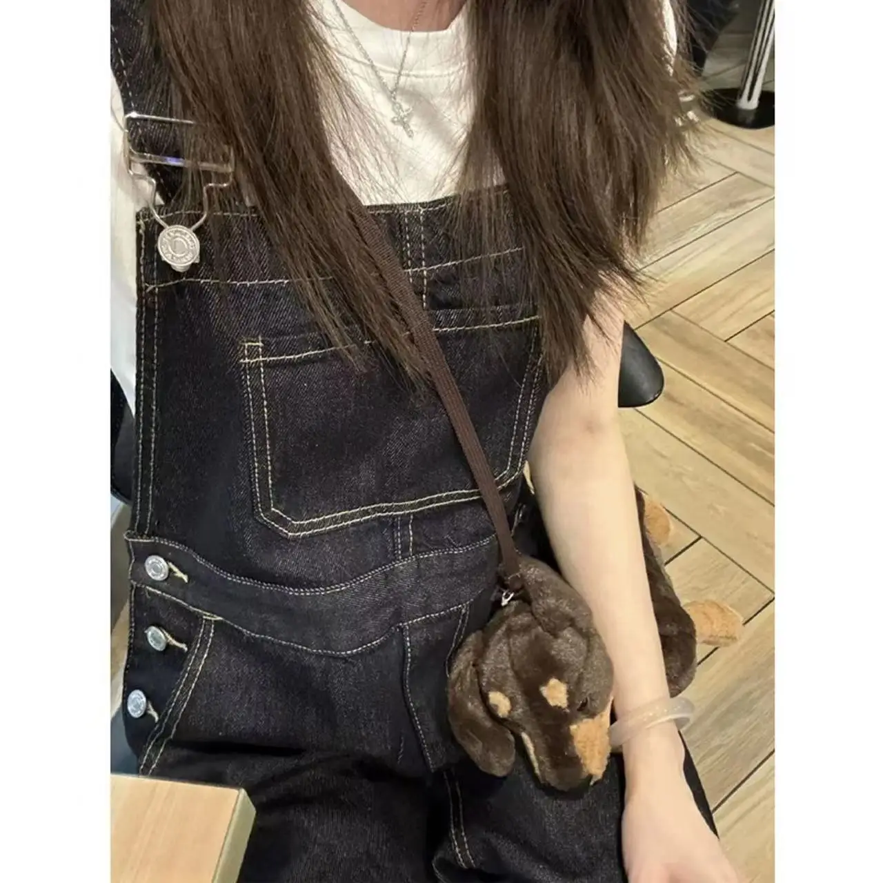 

Женский джинсовый комбинезон XS-XL, весна-осень 2026, темно-синий, широкие брюки, корейский повседневный стиль, джинсовый комбинезон для женщин