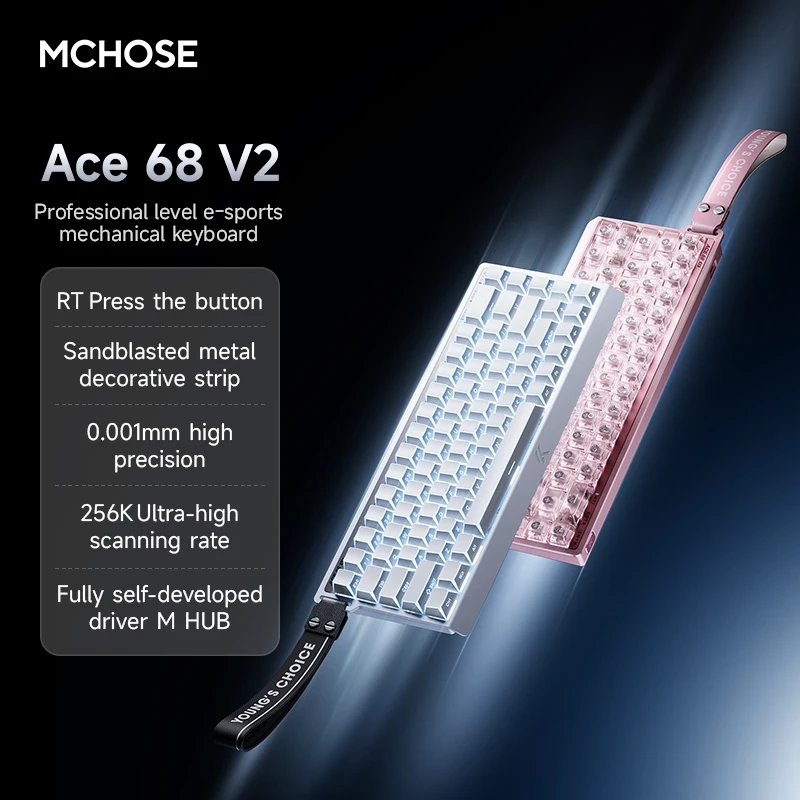 MCHOSE NEW ACE 68 V2 Magnetic Switch Gaming Keyboard 8KHz Polling Rate 256K Scan Rate 0.008ms Ultralow Latency Wired Keyboard