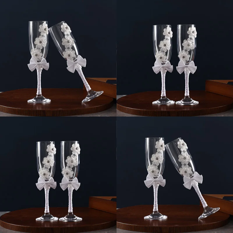 نظارات شمبانيا كريستالية فاخرة - أكواب توست لحفلات الزفاف المتلألئة للاحتفال بالزفاف