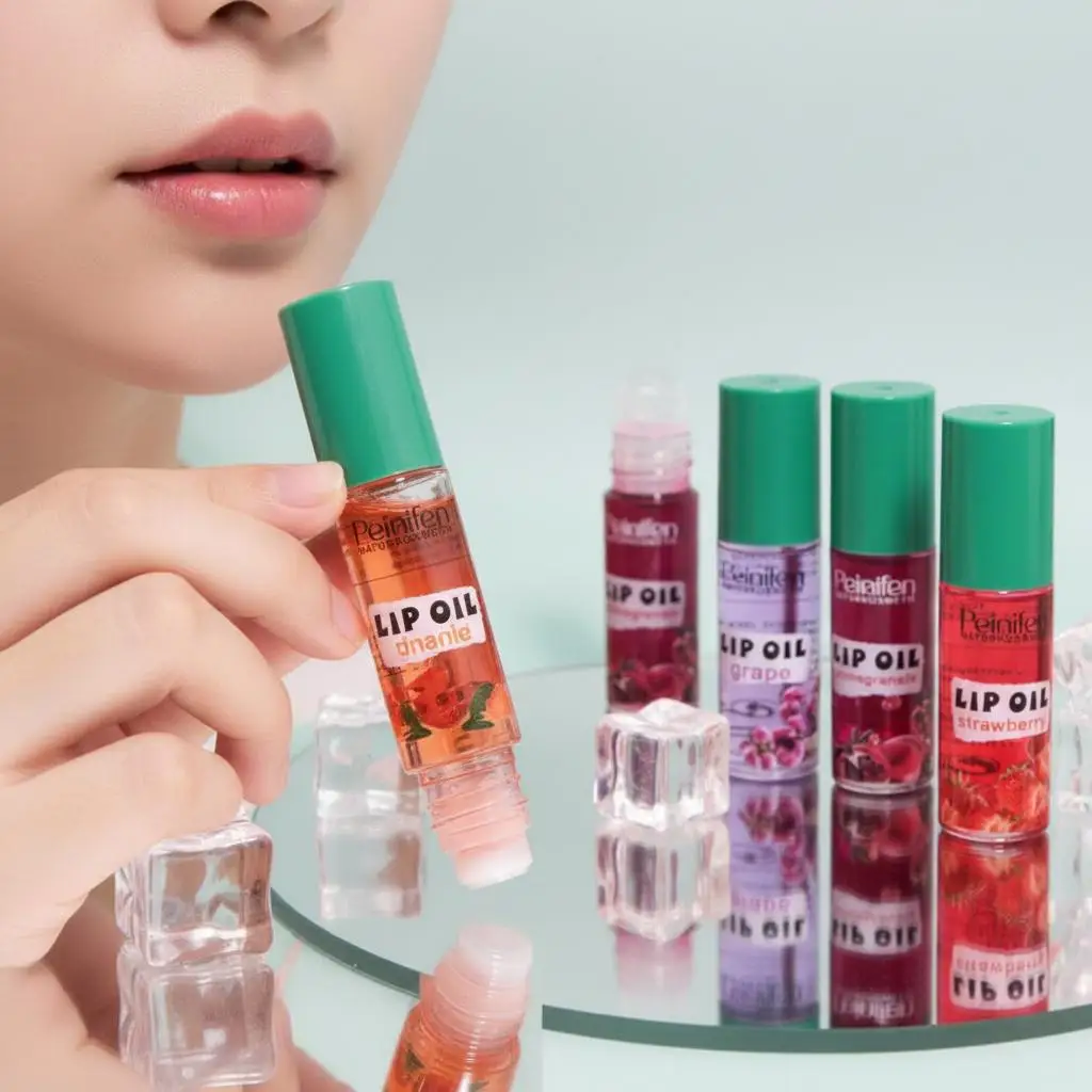 6Pcs/Set Christmas Roll-on Fruit Lip Oil Gift Moisturizing Nourishing Lip Butter Skin Care Anti-Drying Non-greasy Lipsticks