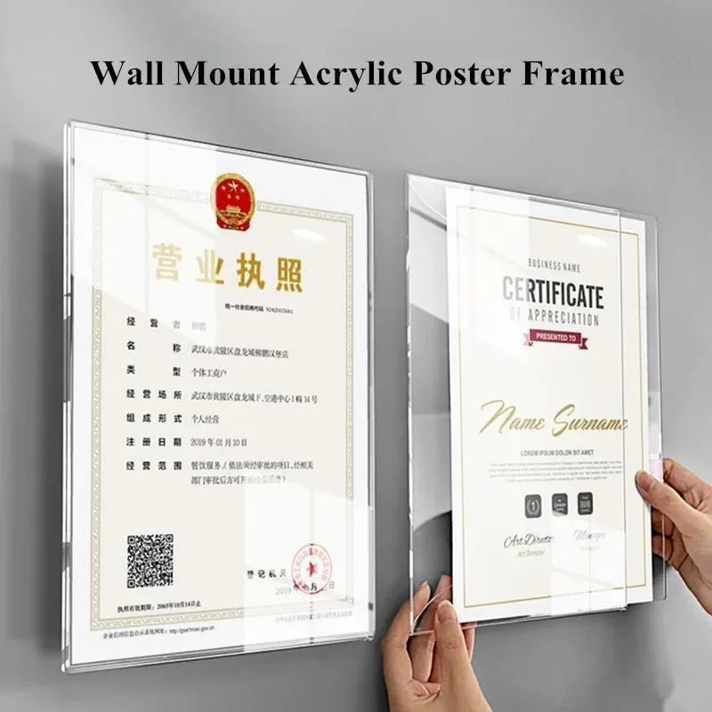 8.5 x 11 Inch Wall Mount  Acrylic Sign Holder Stand Restaurant Menu Paper Price Listing Picture Photo Poster Flyer Frame A4