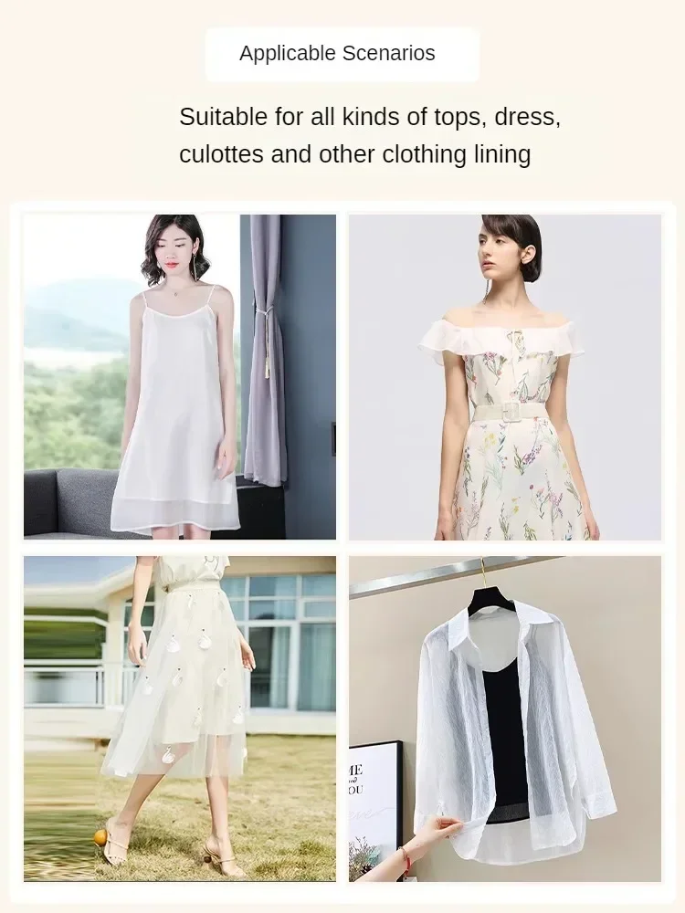 Cotton Lining Fabric Summer Per Meter for Dress Skirt Clothes Pants Diy Sewing Needlework Cloth Thin Breathable Soft Plain White