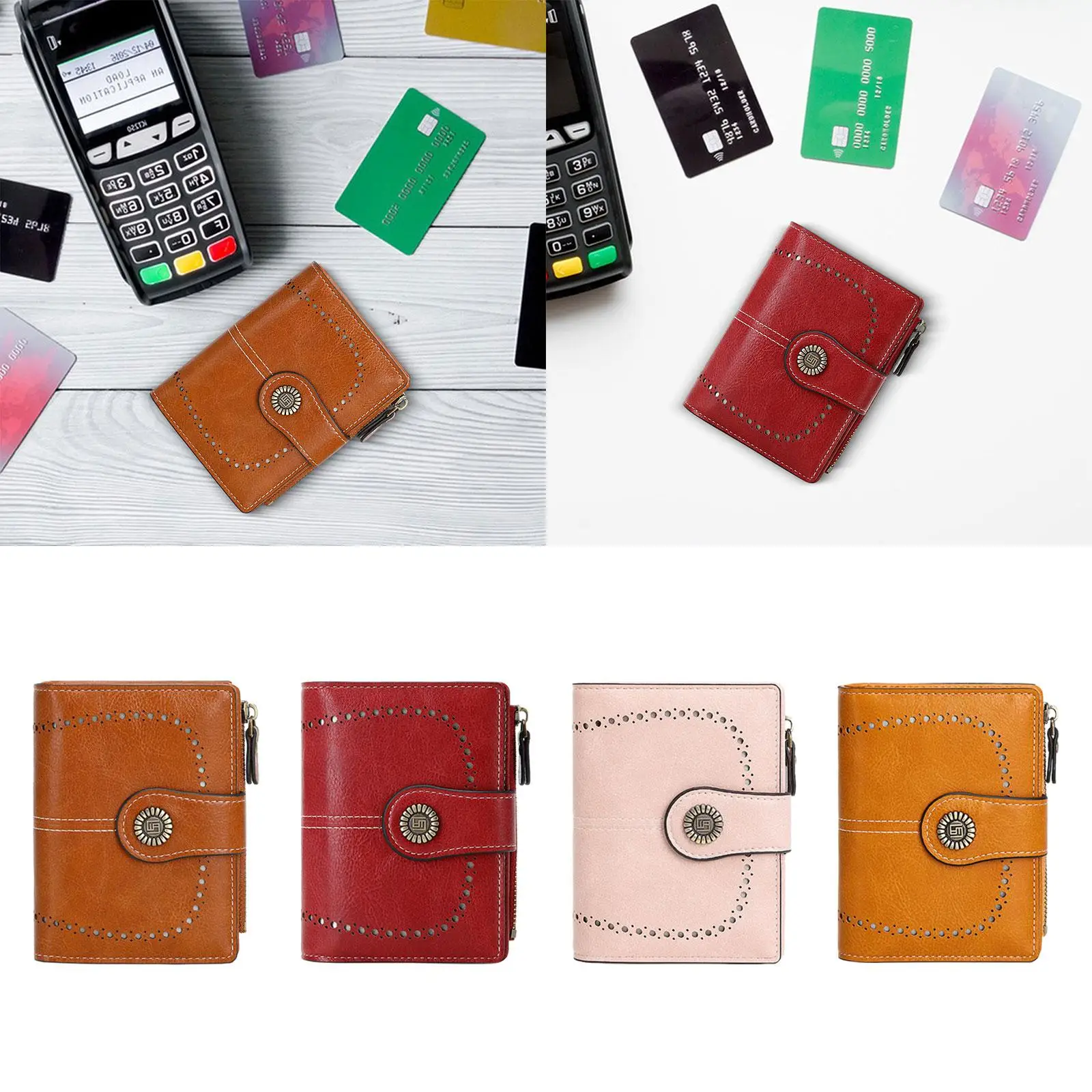 Small Wallet Change Pouch Foldable Multifunctional with Zipper Pocket Card Holder for Dating Street Shopping Commuting Ladies