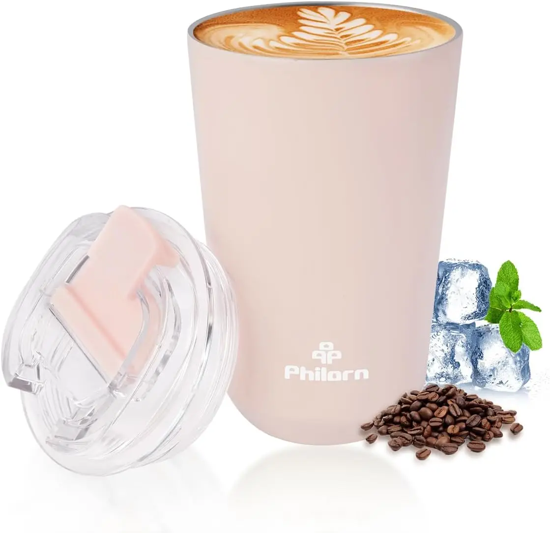

Pink Coffee Tumbler 12oz Insulated Mug Leak Proof Stainless Steel Vacuum Cup for Hot & Cold Drinks