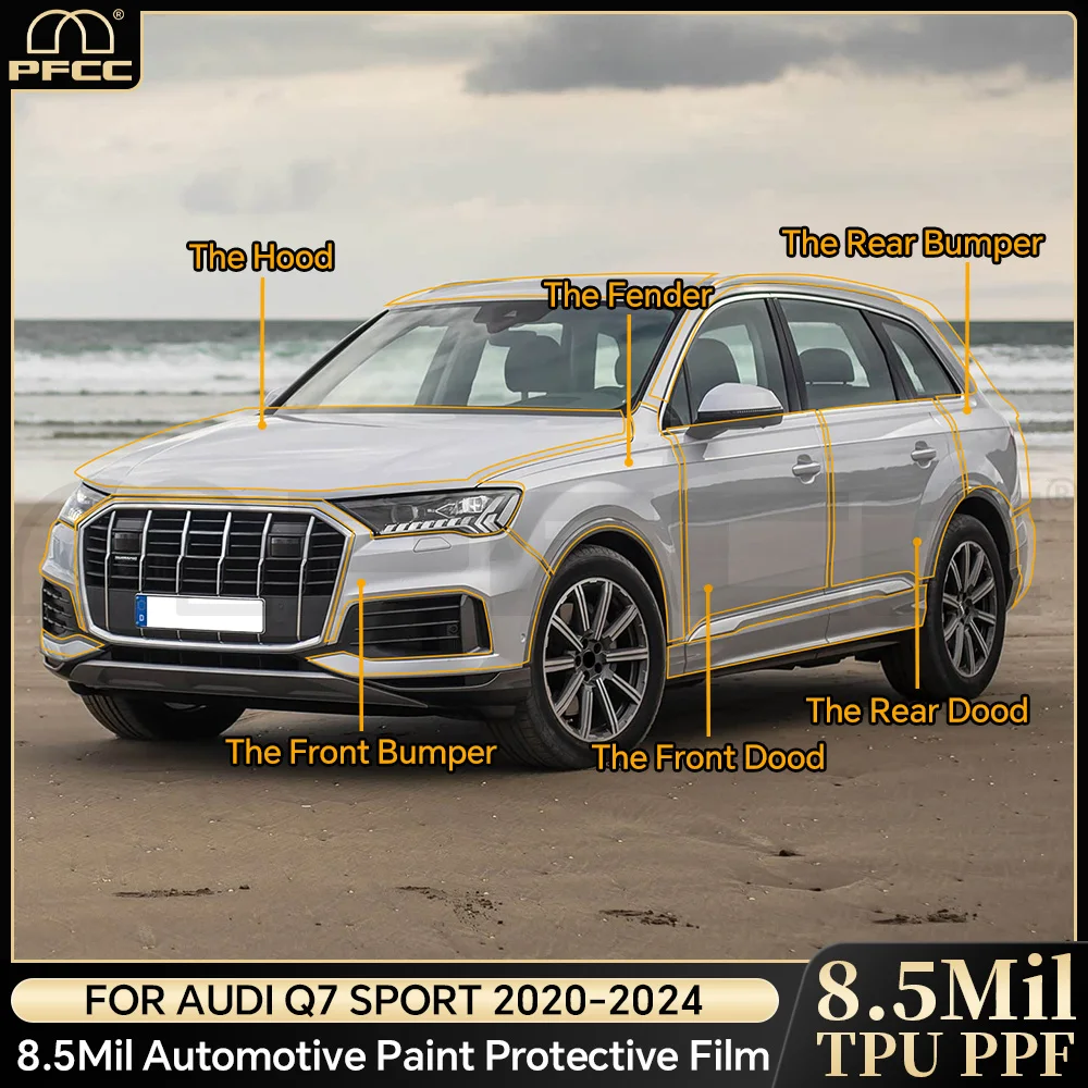 

PPF Car Protection Film for Audi Q7 Sport 2020 2021 2022 2023 2024 TPU Invisible Body Sticker Transparent 9.5mil Anti-Scratch