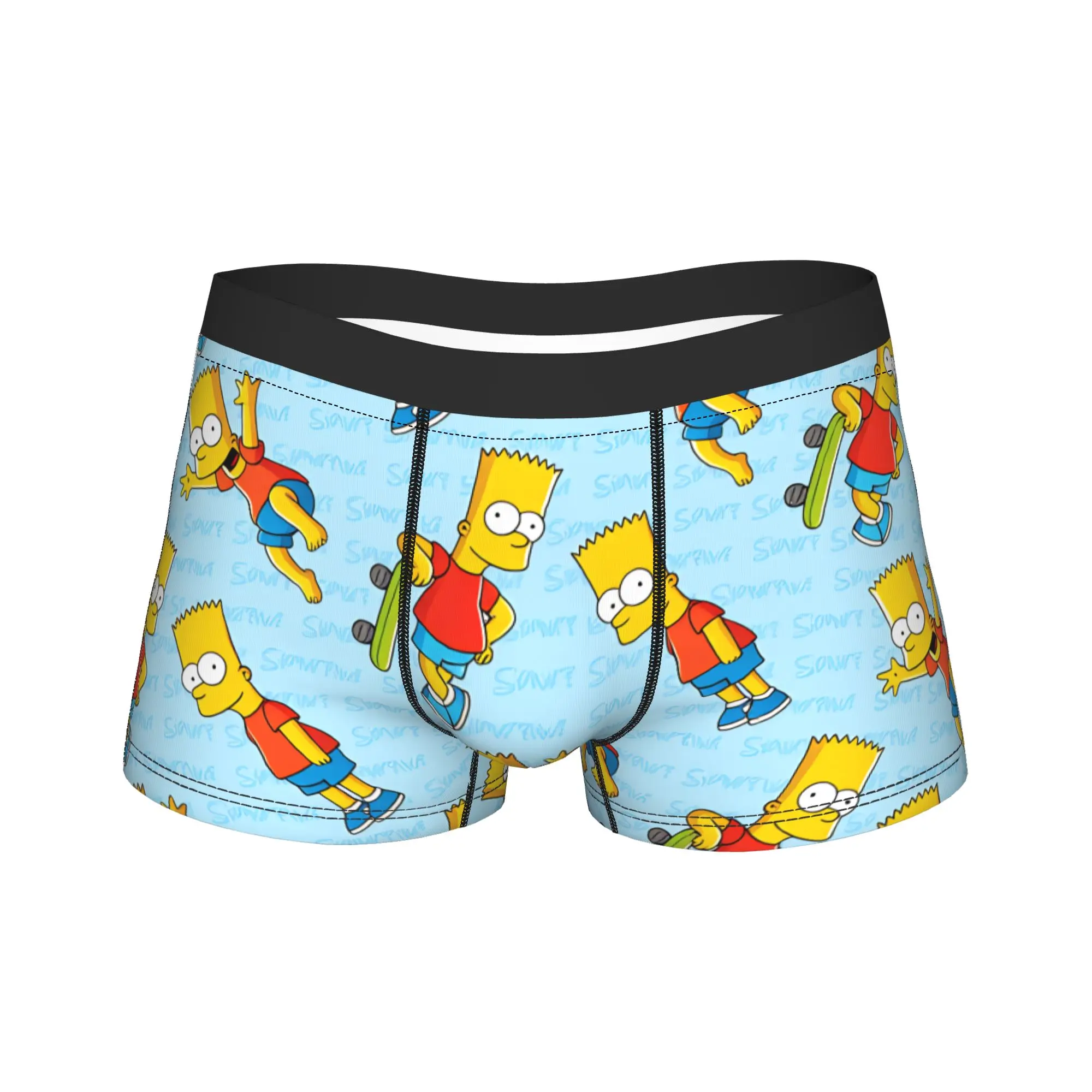 Bart S-Simpson Skateboarding Pattern Underwear  Males Shorts Briefs Funny Boxer Shorts Quality Printed Plus Size Panties