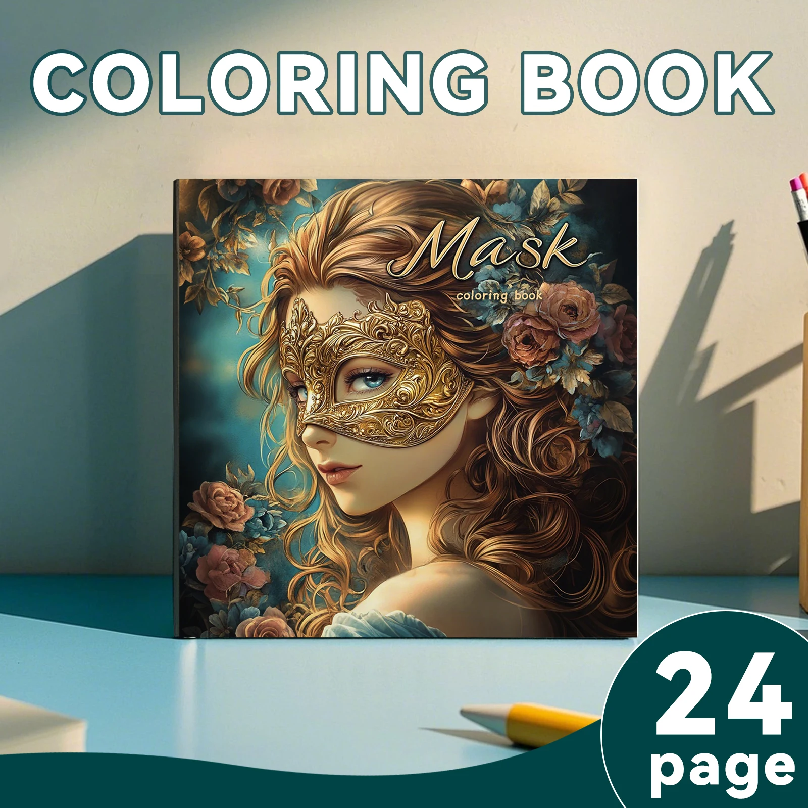 1PC Adult Mask Girl Coloring Book with 24Page Adult Picture Book For Relieve Stress Kill Time Graffiti Painting Drawing Art Book