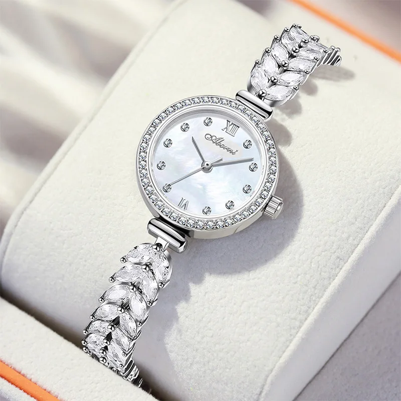 Golden Spike Chain Silver Water Diamond Luxury Women's Watch Fashion Rectangular Dial Quartz Waterproof Elegant Clock