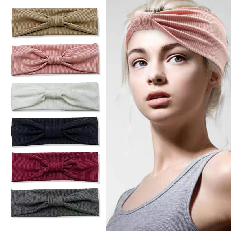 

Yoga Butterfly Knot Hair Band Minimalist Striped Headwear Yoga Gym Workout Running Anti Sweat Headband Sweat Absorbing Black